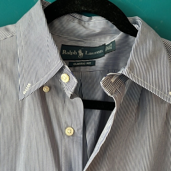 Ralph Lauren Light Gray Striped Shirt - Picture 3 of 3
